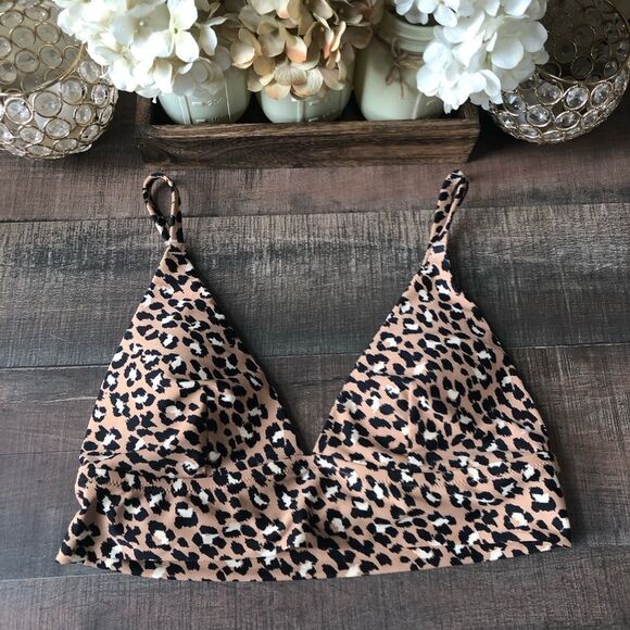 Aerie Leopard Longline Triangle Bikini Top - Picture 3 of 5